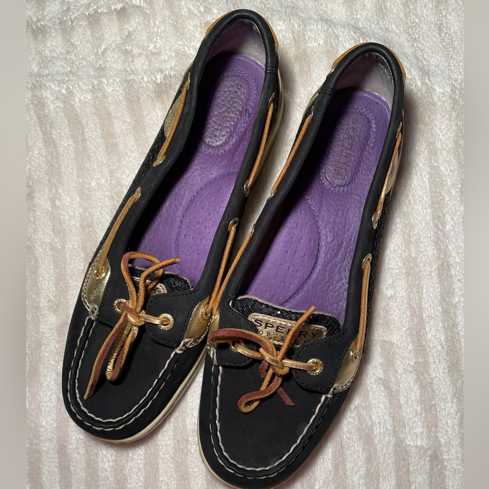 Black with Gold Accent Sperry Top Siders